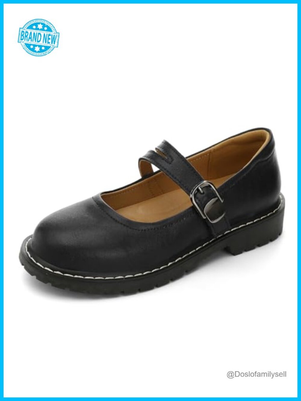 Mary Jane Flats Leather Adjustable Hook and Loop Strap Non-Slip Women's Shoes